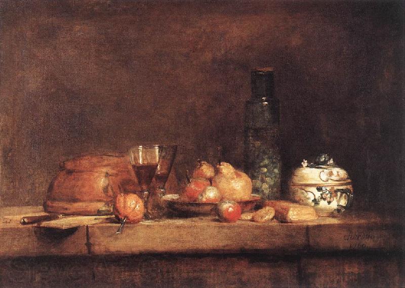 jean-Baptiste-Simeon Chardin Still-Life with Jar of Olives Norge oil painting art